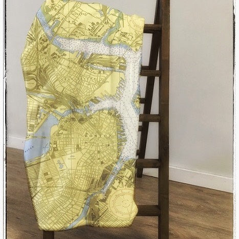 Vintage Boston Map Blanket
