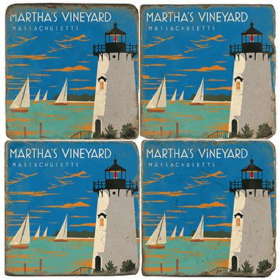 Italian Marble Coasters-Martha's Vineyard