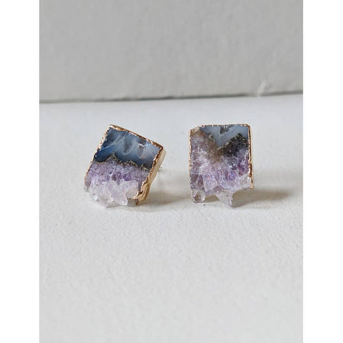 Amethyst Geode Slab Earrings