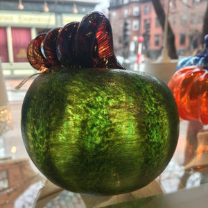 Hand blown textured glass pumpkin 4” tall