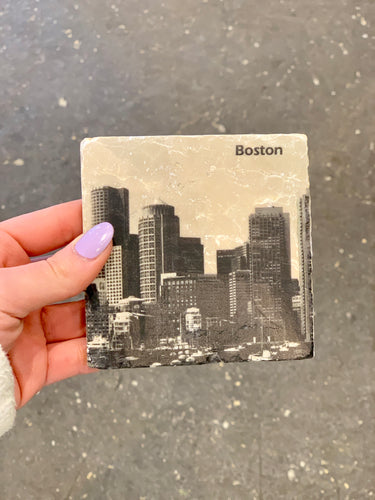 Boston Skyline Marble Coaster