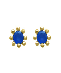 24k Gold Vermeil Studs w Semi-Precious Stone